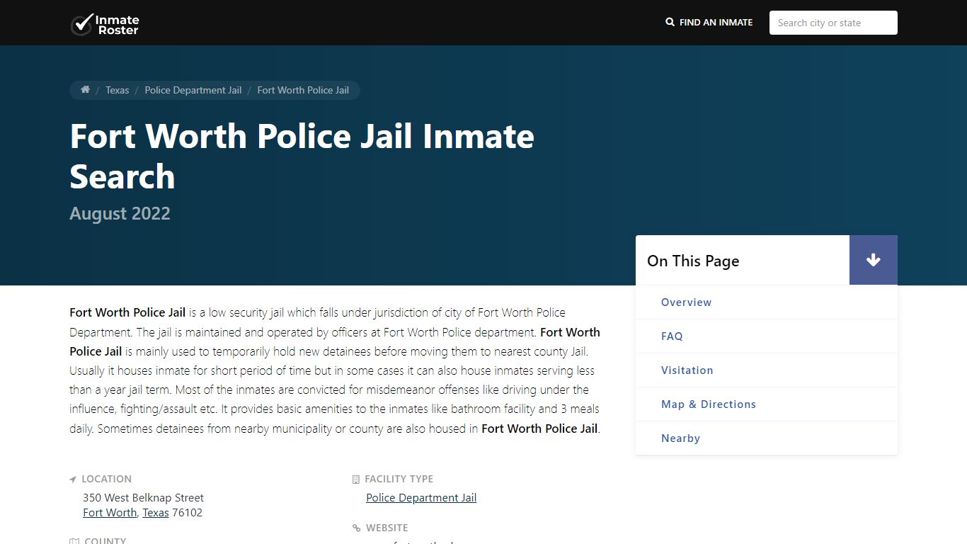 Inmate Search 🔍 | Fort Worth Police Jail - Fort Worth, TX
